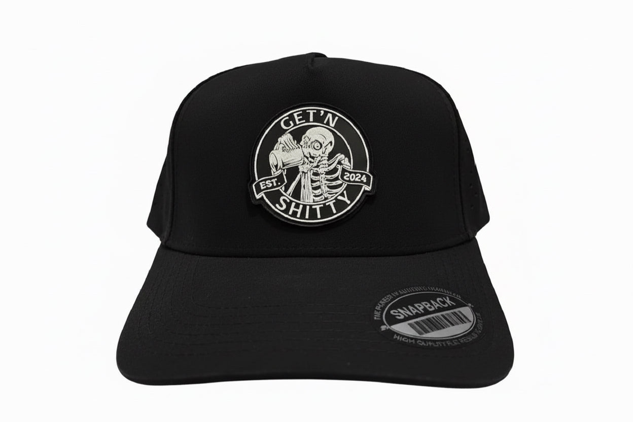 Getnshitty Blk/Wht Rubber Patch SnapBack