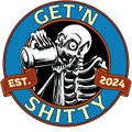 Getn Shitty - Desert Outlaw – 4" Glossy Sticker (Dishwasher Safe)