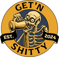 Getn Shitty - Badge – 4" Glossy Sticker (Dishwasher Safe)