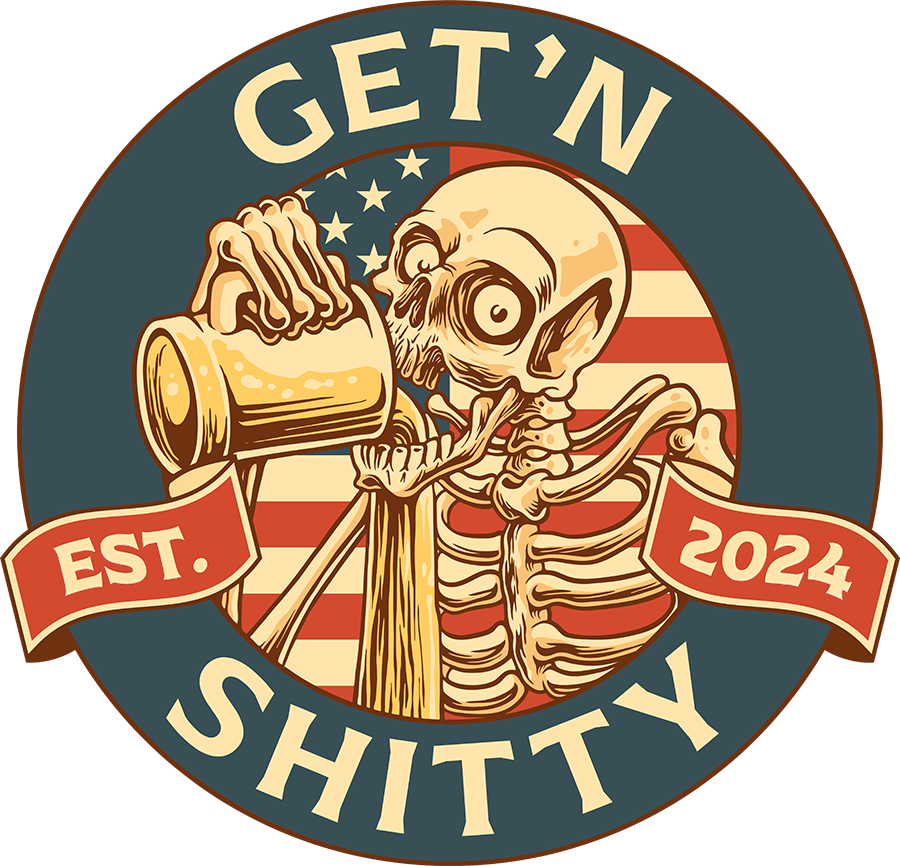 Getn Shitty - USA – 4" Glossy Sticker (Dishwasher Safe)